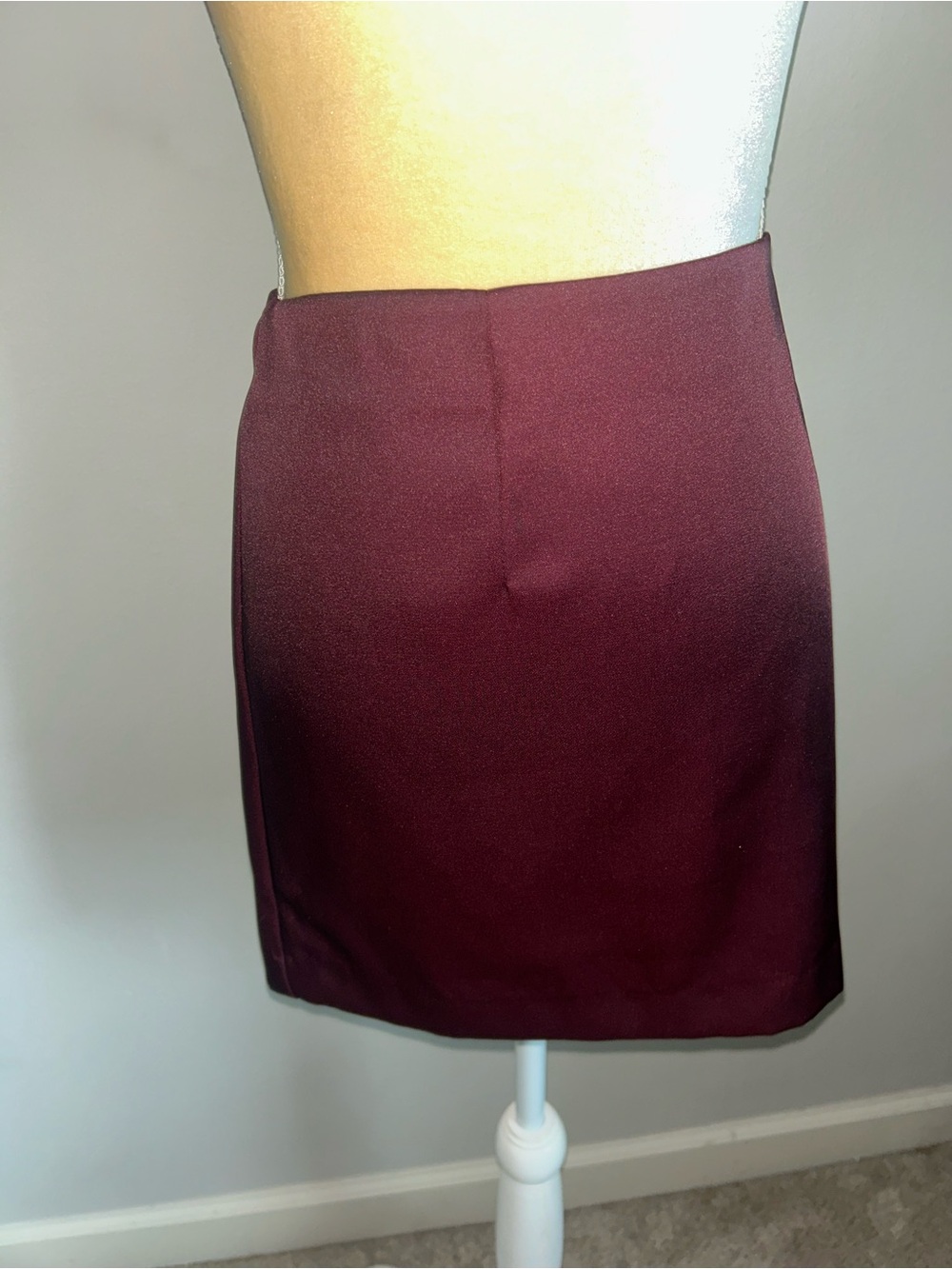 NEW a new day Burgundy Satin Mini Pencil Skirt Sz 14